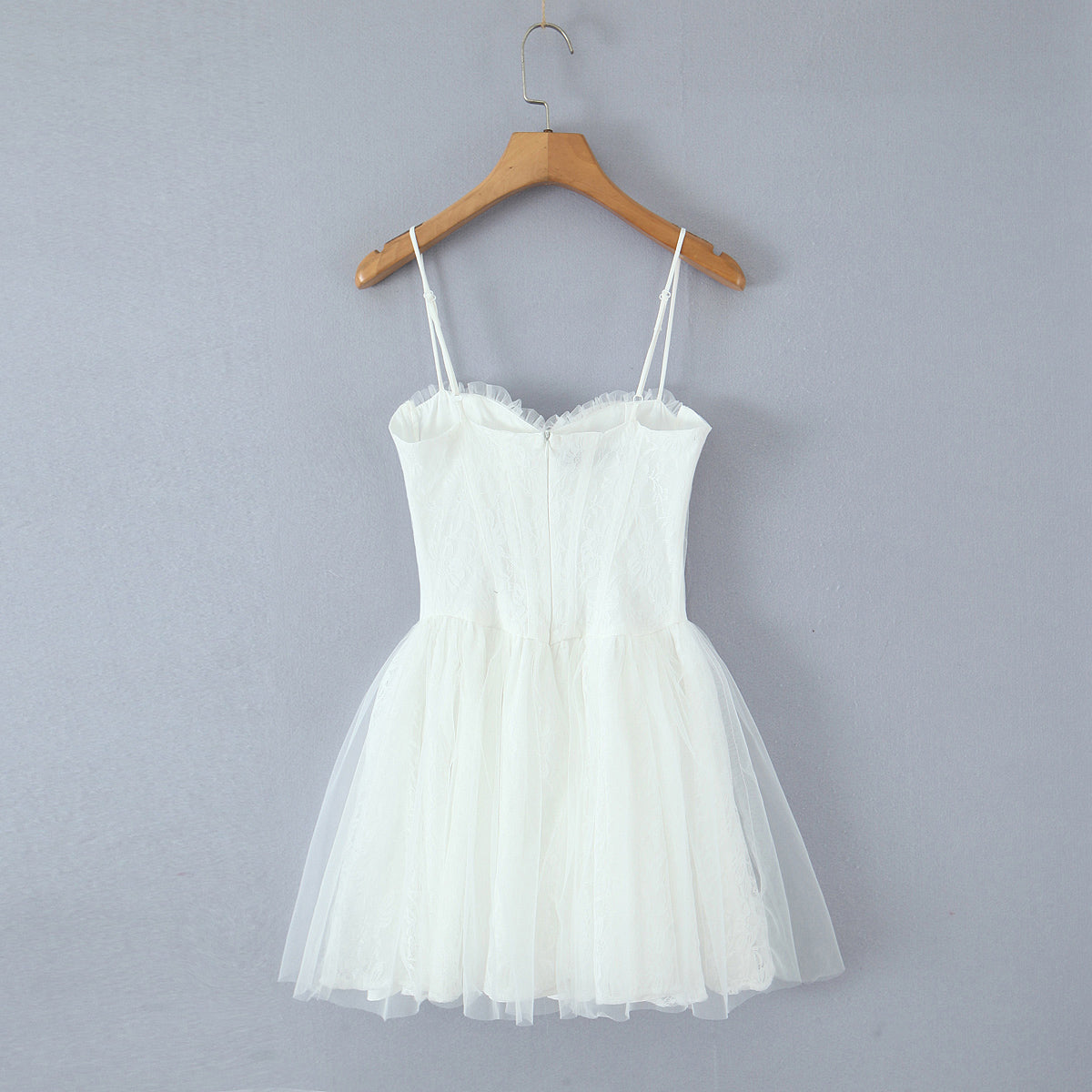 Jacquard Corset Hook Front Tulle Tiered Tutu Mini Dress