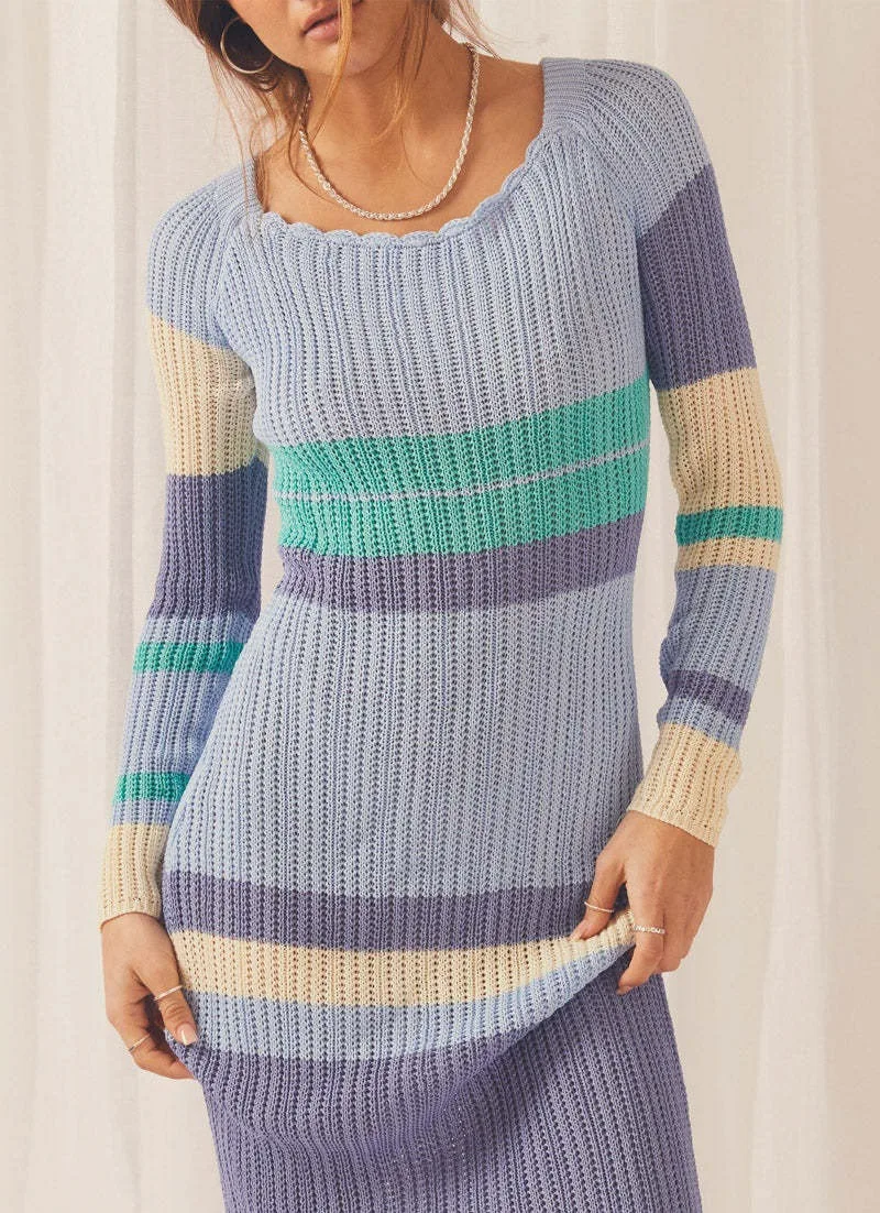 Ootddress Hollow Out Knitwear Striped Maxi Dress For Women Contrast High Waist Long Sleeve Elegant Holiday Autumn Long Dress Female 20 Ootddress Hollow Out Knitwear Striped Maxi Dress For Women Contrast High Waist Long Sleeve Elegant Holiday Autumn Long Dress Female