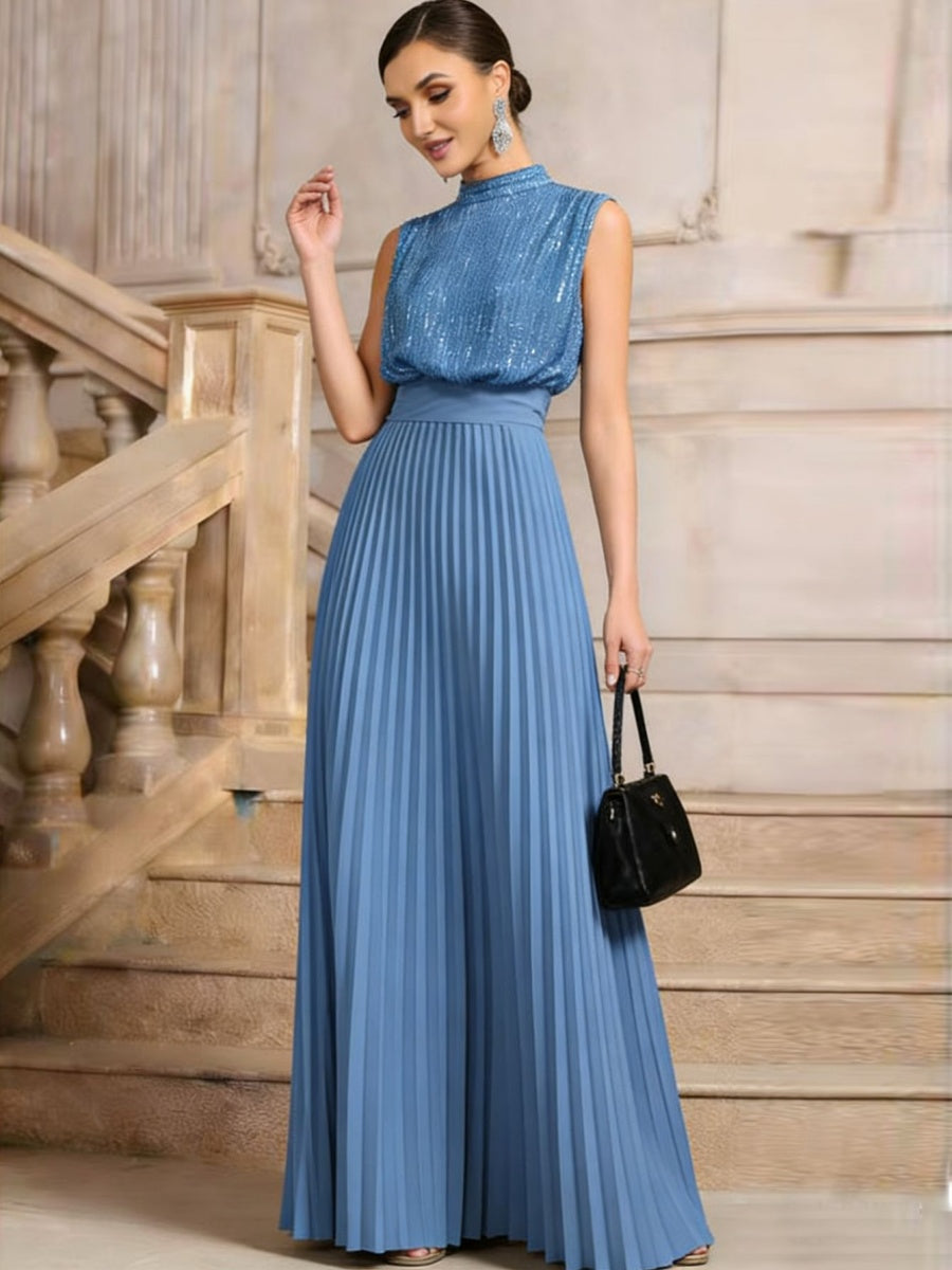 Sequins Crimp Banquet Formal Dress Party Wedding Backless Maxi Dresses