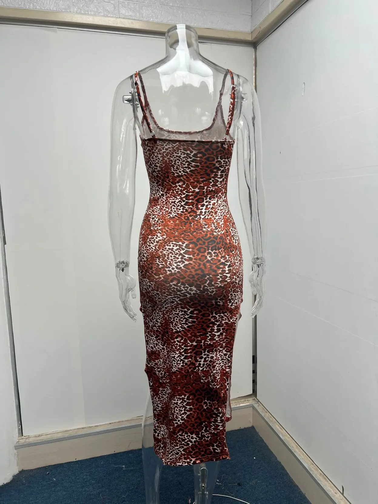 Fashion Leopard Print Slim Long Dresses Women Sexy Low Cut Backless Package Hip Bodycon Slit Dress Female Streetwear Summer New 26 undefined
