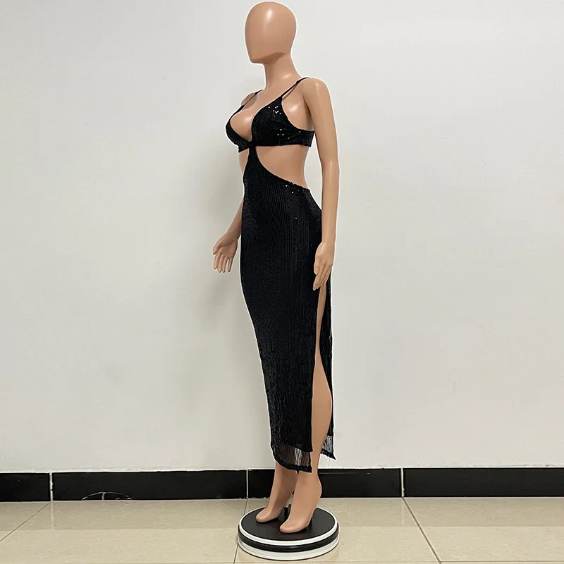 Sexy Hollow High Waist Slit Evening Dress Fashion Sequined Backless Sleeveless Elegant Party Dresses Solid Long Graduation Dress 106 Sexy Hollow High Waist Slit Evening Dress Fashion Sequined Backless Sleeveless Elegant Party Dresses Solid Long Graduation Dress