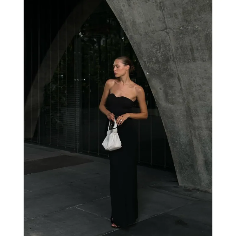 Ootddress Backless Slim Fashion Maxi Dress Knit Women Off-Shoulder High Waist Solid Elegant Party Dress Knitwear Female Sexy Dress