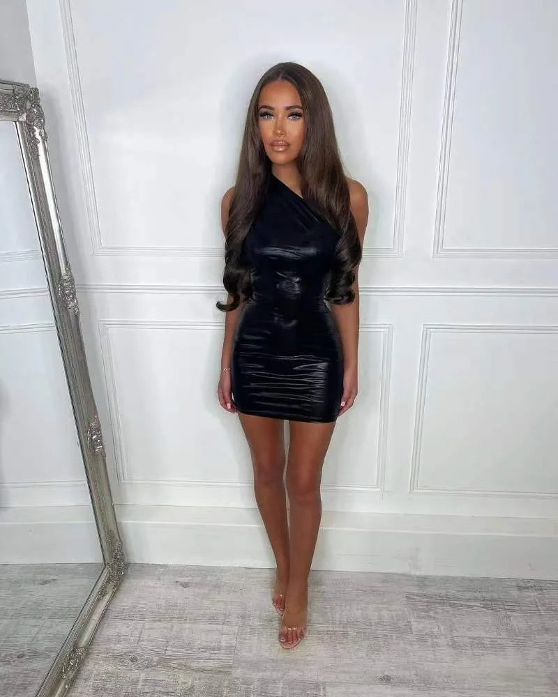 Ootddress Silver PU Mini Dress Womens Bodycon Sexy Sleeveless High Waisted Sheath Dresses Party Fashion Slim Dress Women 2025 New 14 Ootddress Silver PU Mini Dress Womens Bodycon Sexy Sleeveless High Waisted Sheath Dresses Party Fashion Slim Dress Women 2025 New