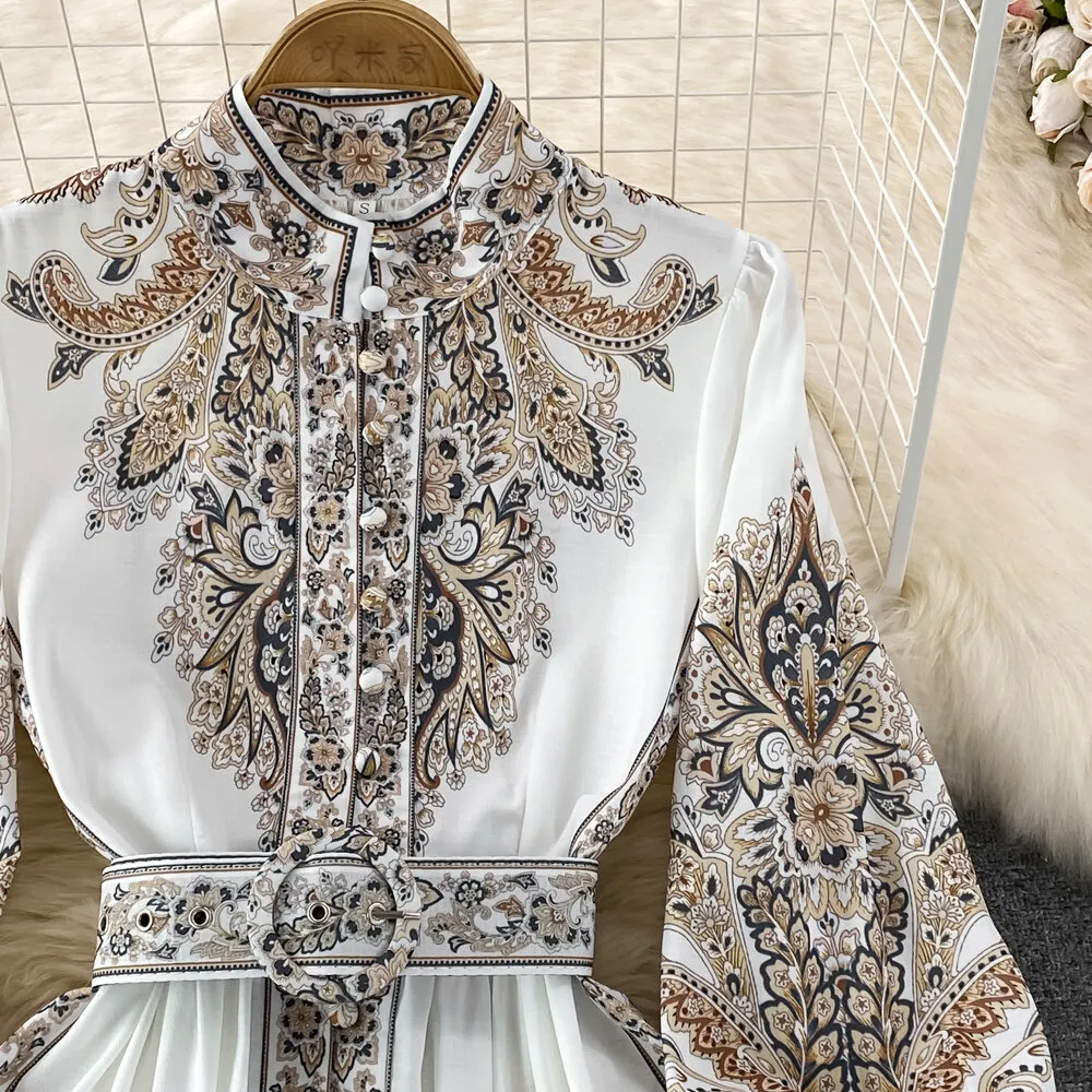 Women Vintage Long Dress Fashion Print A-line Ruffled Elegant Floral Party Dresses Ladies Long Sleeve Casual Long Robe Vestidos 8 Women Vintage Long Dress Fashion Print A-line Ruffled Elegant Floral Party Dresses Ladies Long Sleeve Casual Long Robe Vestidos