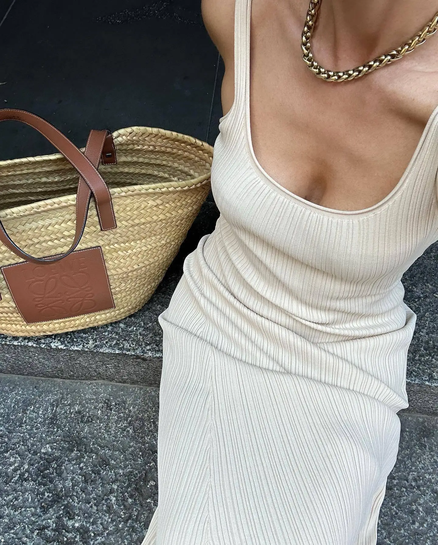 Ootddress Knit Ribbed Slim Maxi Dress Female Backless Scoop Neck Fashion Elegant Party Looks Long Dress Patchwork Knitwear Dress