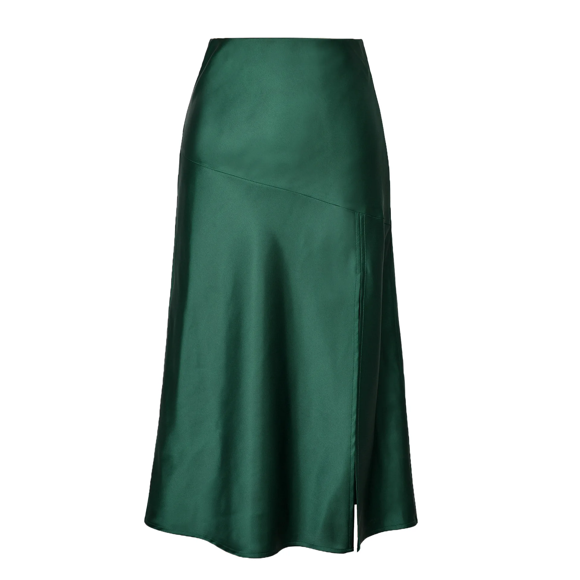 Ootddress Satin High Waist Slim Long Skirt Patchwork For Women Split Elegant Fashion High Street Solid Maxi Skirt Summer Maxi Skirt