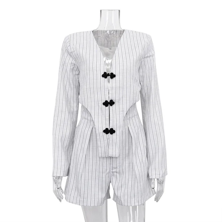 Ootddress Designer Women's Striped Set Casual Oversized Blazer Two Pieces Set For Women Pullover Long Sleeve Shirt Tops And Shorts 5 Ootddress Designer Women's Striped Set Casual Oversized Blazer Two Pieces Set For Women Pullover Long Sleeve Shirt Tops And Shorts