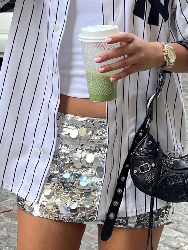 Irregular Sequin Ultra Mini Skirt