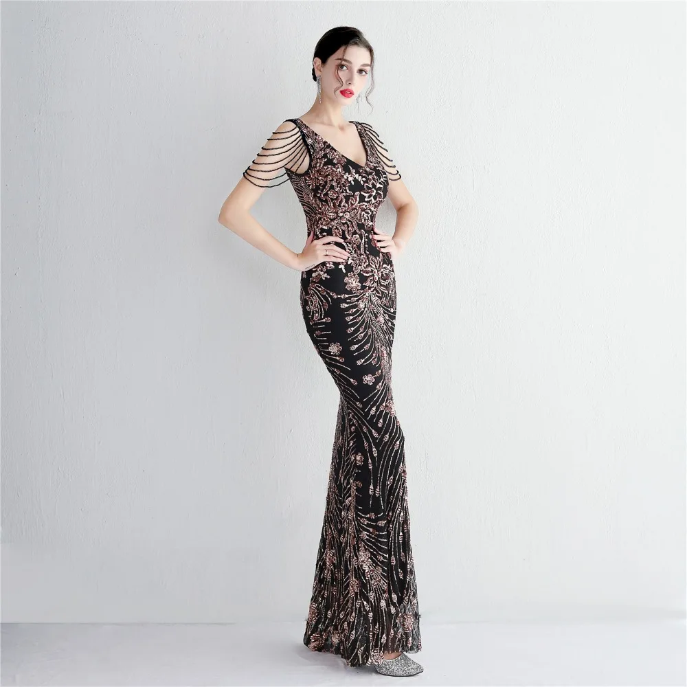 Sexy V-neck Sleeveless Dress with Stones and Crystals Fashion Sequins Tassel Elegant Women Party Dresses High Waisted Long Dress 58 111.jpg