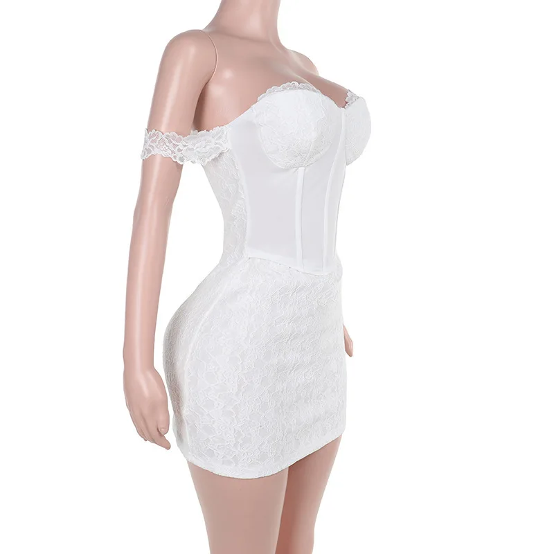 Ootddress Strapless Backless Sexy Mini Dress For Women Fashion Lace Off-shoulder Sleeveless Bodycon Club Party Dress Clubwear