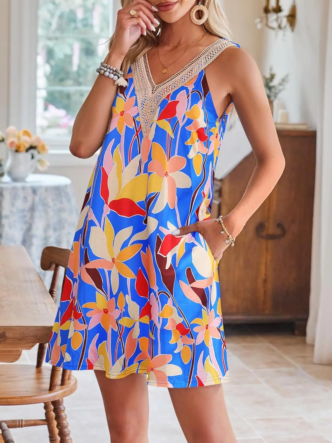 Summer Print Vest Dresses Women Lace Patchwork V-neck Casual Beach Vacation Mini Dress Fashion Lady Commuting Clothing Vestidos 13 Summer Print Vest Dresses Women Lace Patchwork V-neck Casual Beach Vacation Mini Dress Fashion Lady Commuting Clothing Vestidos