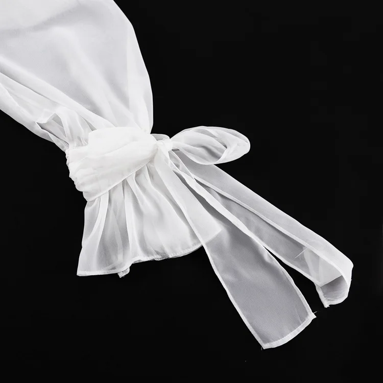 Ootddress White Ruffled Mesh Maxi Dress - High Waist Elegant Patchwork Slim Party Lace-Up Long Dress