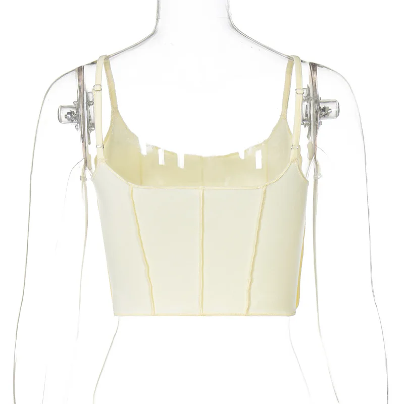 Ootddress Mini Solid Spaghetti Strap Crop Top Camis Party E-girl Spaghetti Strap New Fashion Sweet Backless Tank Tops Bodycon Vest