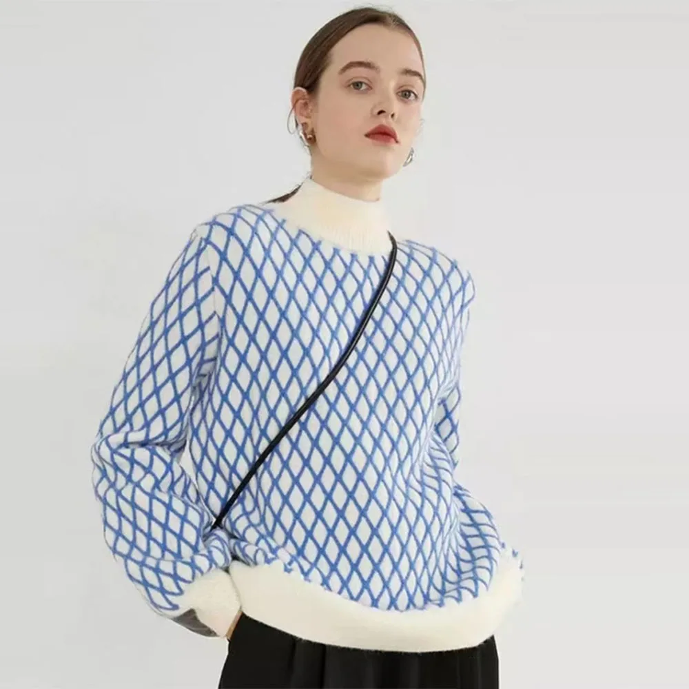 Ootddress Striped Knitted Sweater Women Trendy Slim Loose Turtleneck Women's Tops Autumn Sport Casual Pullover Woman High Neck 2025