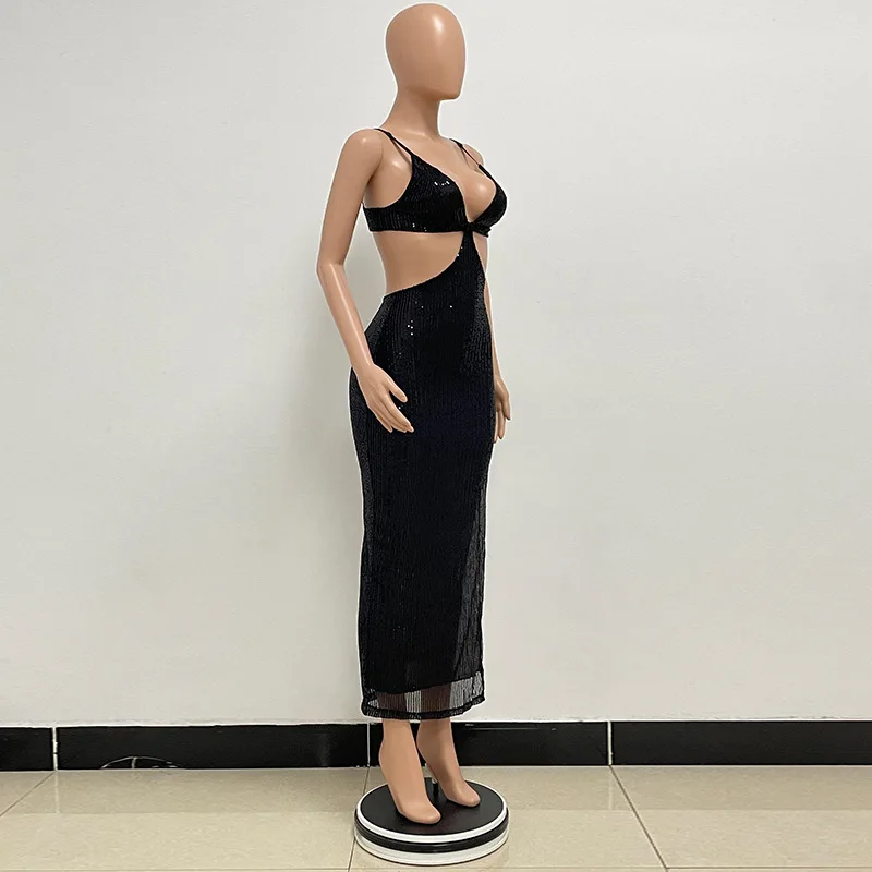 Sexy Hollow High Waist Slit Evening Dress Fashion Sequined Backless Sleeveless Elegant Party Dresses Solid Long Graduation Dress 107 Sexy Hollow High Waist Slit Evening Dress Fashion Sequined Backless Sleeveless Elegant Party Dresses Solid Long Graduation Dress