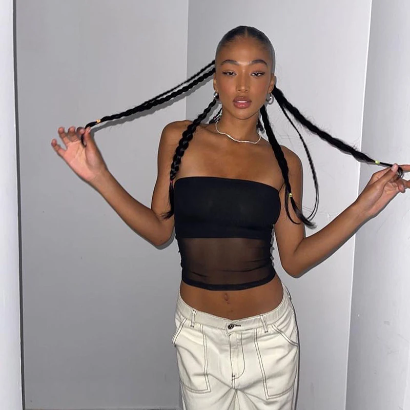 Mesh Corset Black Y2K Tops Women Transparent Crop Top Stretch Tube Top Sexy Cami Tops Summer Streetwear 9 Mesh Corset Black Y2K Tops Women Transparent Crop Top Stretch Tube Top Sexy Cami Tops Summer Streetwear