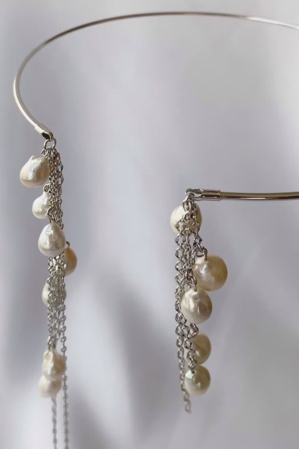 Elegant Pearl Tassel Minimalist Metal Necklace