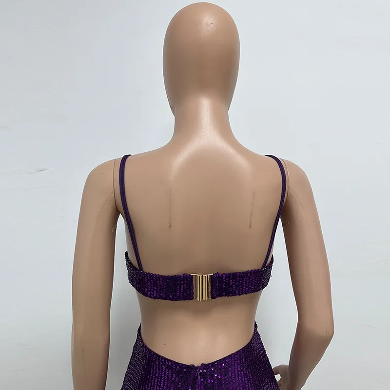 Sexy Hollow High Waist Slit Evening Dress Fashion Sequined Backless Sleeveless Elegant Party Dresses Solid Long Graduation Dress 163 undefined