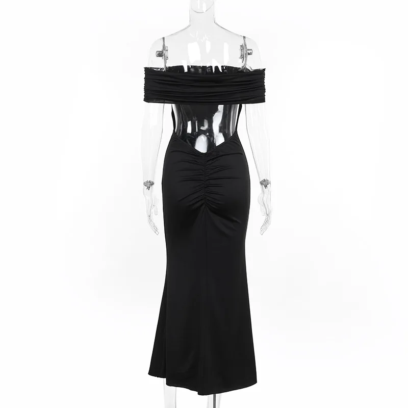 Ootddress Strapless Backless Sexy Maxi Dress For Women Black Solid Off-shoulder Sleeveless Bodycon Club Party Long Dress Elegant 8 Ootddress Strapless Backless Sexy Maxi Dress For Women Black Solid Off-shoulder Sleeveless Bodycon Club Party Long Dress Elegant
