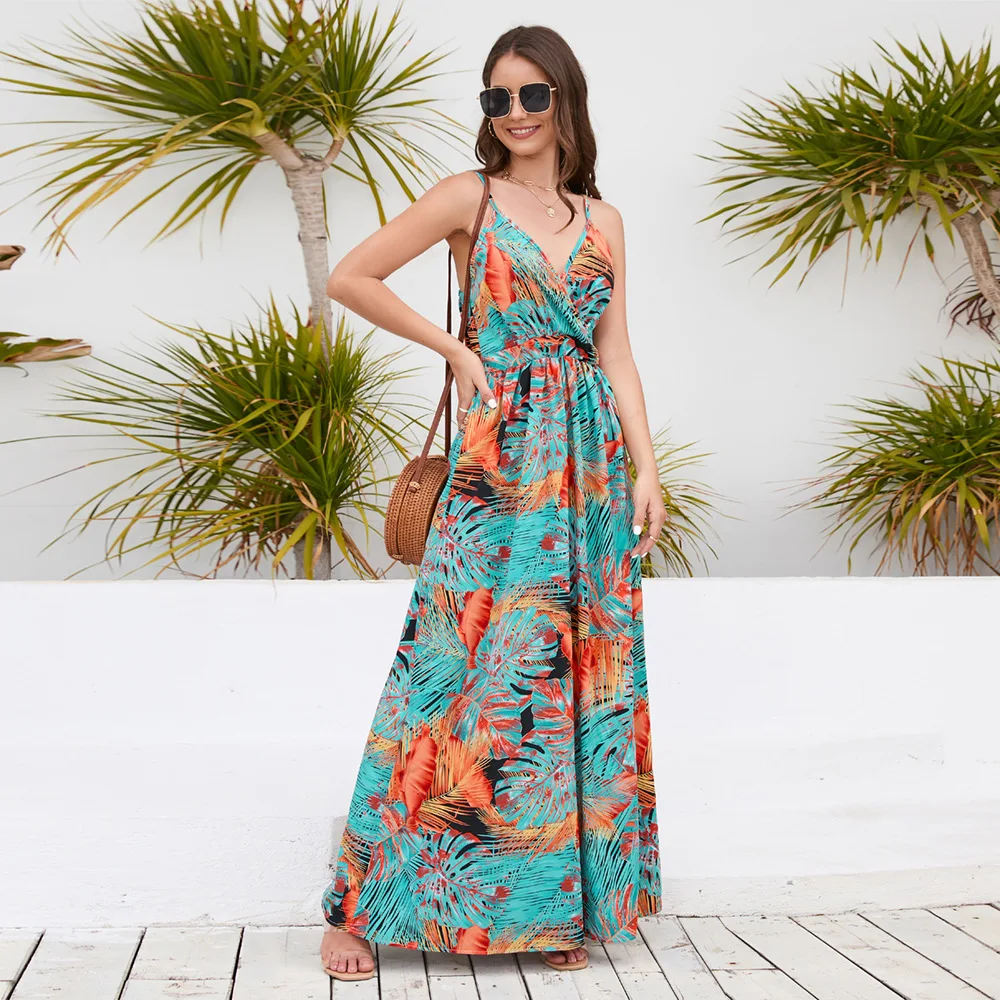 Bohemian Style Print Spaghetti Strap Dresses Women Sexy V-neck Backless Beach Vacation Long Dress Female Vestido 2025 Summer New 50 LQ479-ju-(2).jpg