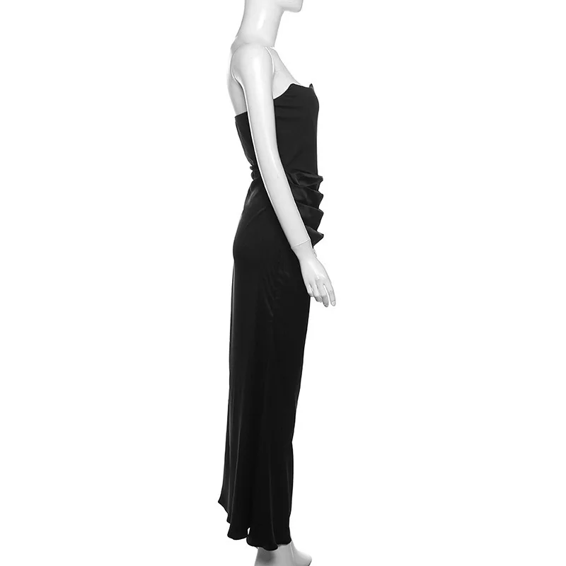 Ootddress Elegant Strapless Satin PatchWork Bodycon Party Club Evening Dress Women Winter Sexy Backless Female Vestido 2025 New 23 Ootddress Elegant Strapless Satin PatchWork Bodycon Party Club Evening Dress Women Winter Sexy Backless Female Vestido 2025 New