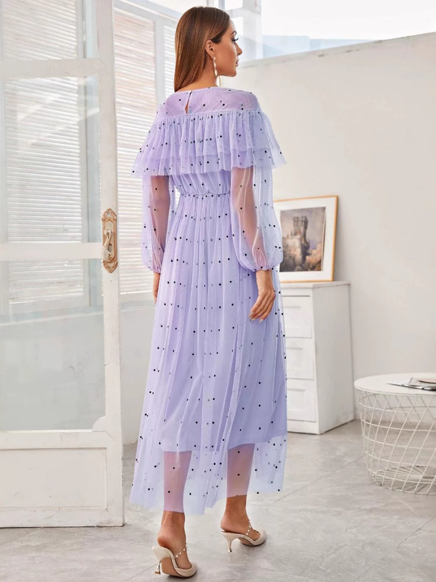 Mesh Polka Dots Maxi Dresses