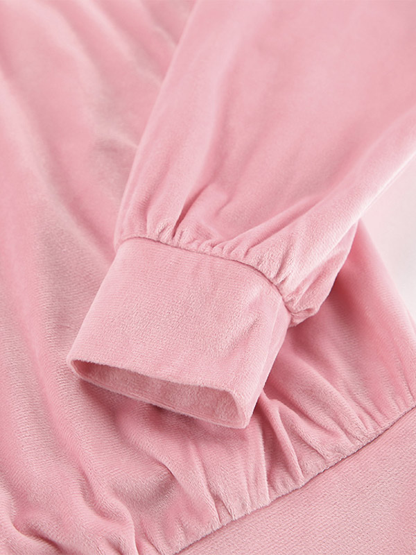 Two Piece Sets Pink Casual Street Wear Turndown Collar Long Sleeves Pant Set
