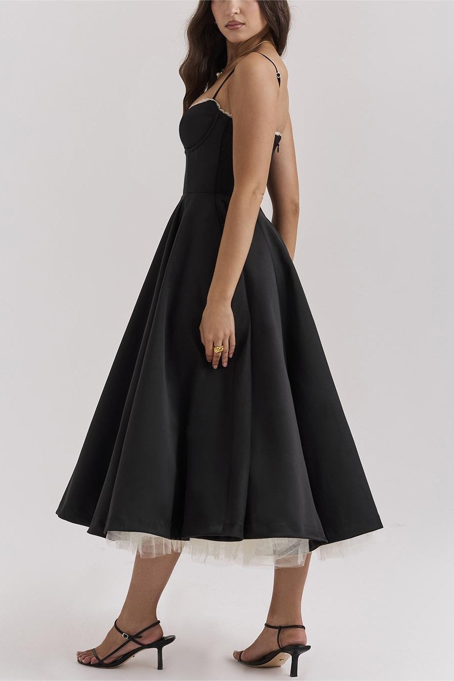 Maxi V-Neck Puff Dress