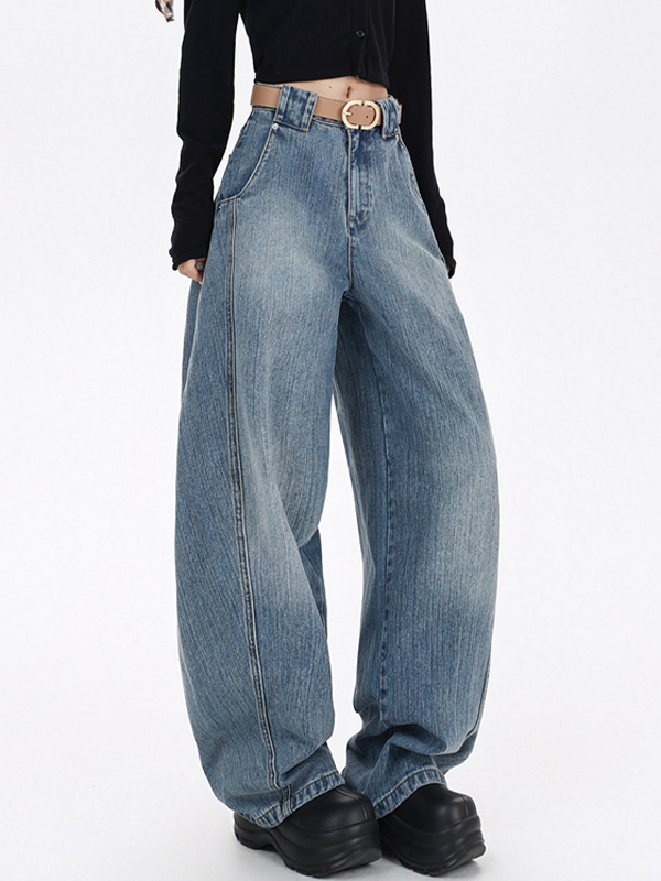 Wide Leg Sickle Casual Boyfriend Jeans