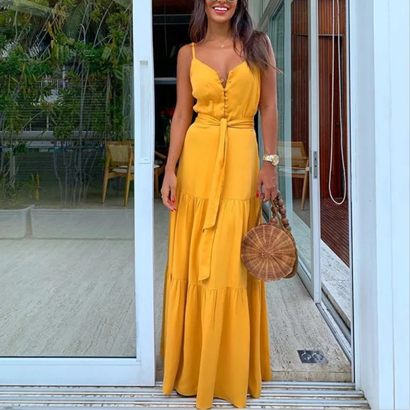 Summer Spaghetti Strap Long Dress Bohemian Style Casual Vacation Maxi Beach Dresses For Women Fashion Elegant Lady Robe Vestidos 9 undefined