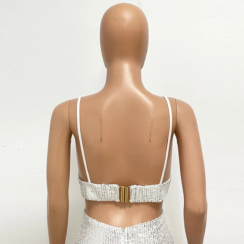 Sexy Hollow High Waist Slit Evening Dress Fashion Sequined Backless Sleeveless Elegant Party Dresses Solid Long Graduation Dress 136 undefined