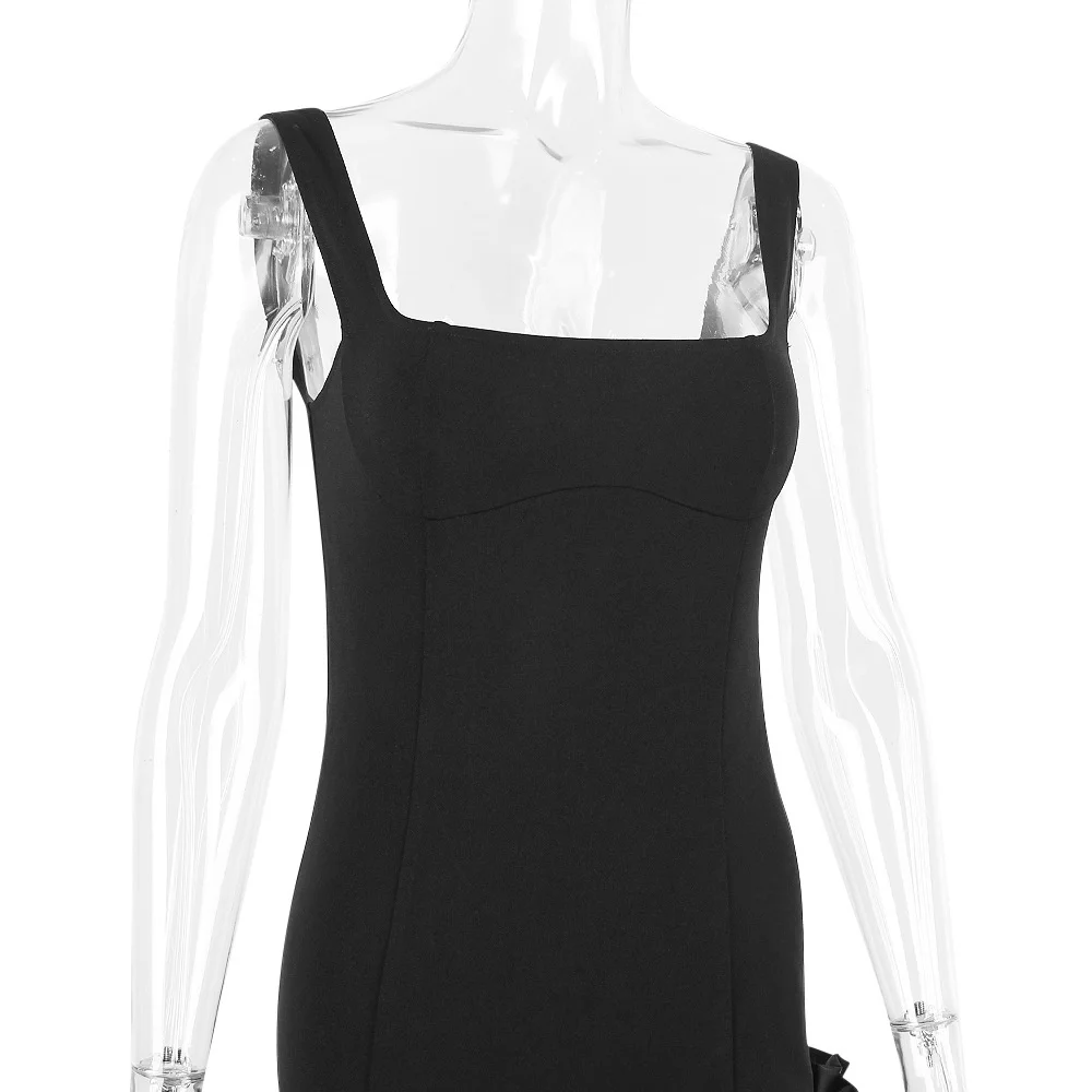 Ootddress Black Elegant Sexy Mini Dress For Women Sundress New Spaghetti Strap Backless Bodycon Club Party Short Dress Vestido