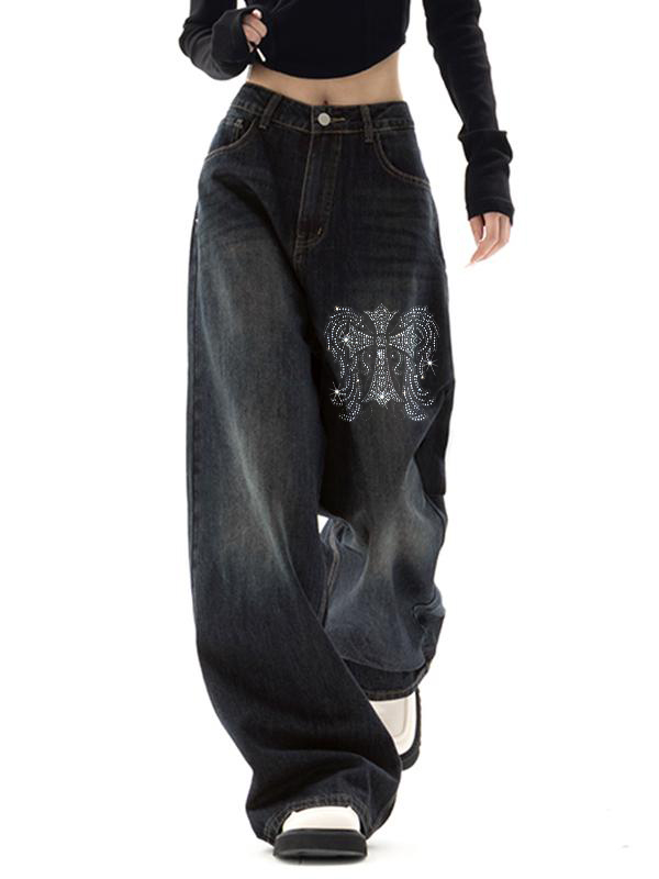 Cross Hot Diamond Blue Wash Baggy Boyfriend Jeans