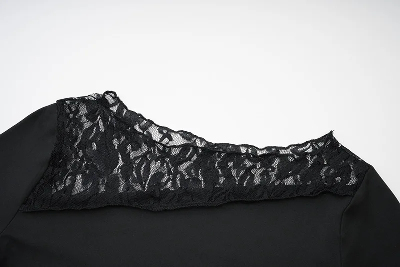 Ootddress Lace Patchwork See-Through Crop top For Women Fashion Sexy Long Sleeve Slim Patchwork Cropped Y2k Top Female Clothes Tee