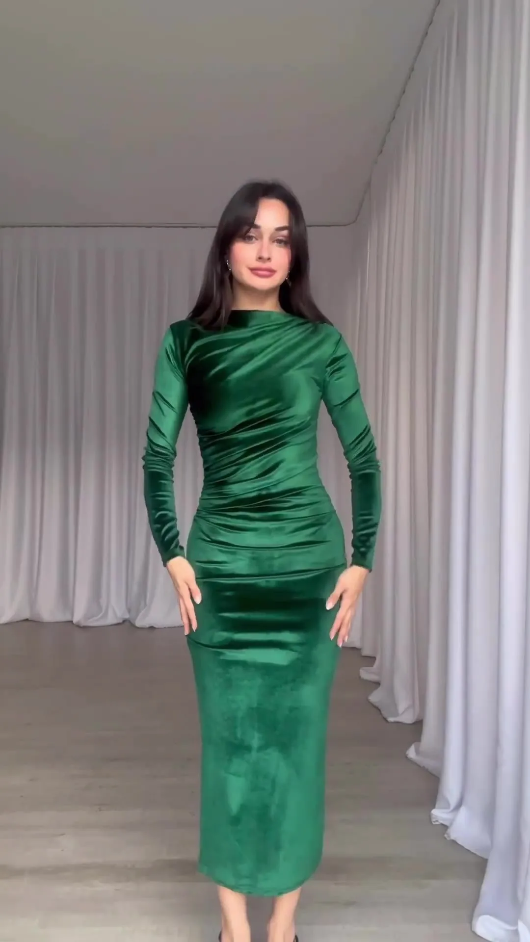 Ootddress Elegant Long Sleeved Velvet Dress For Women Noble Velvet Slim Sexy Slit Irregular Dress Long Dress Party Evening Dress 7 Ootddress Elegant Long Sleeved Velvet Dress For Women Noble Velvet Slim Sexy Slit Irregular Dress Long Dress Party Evening Dress