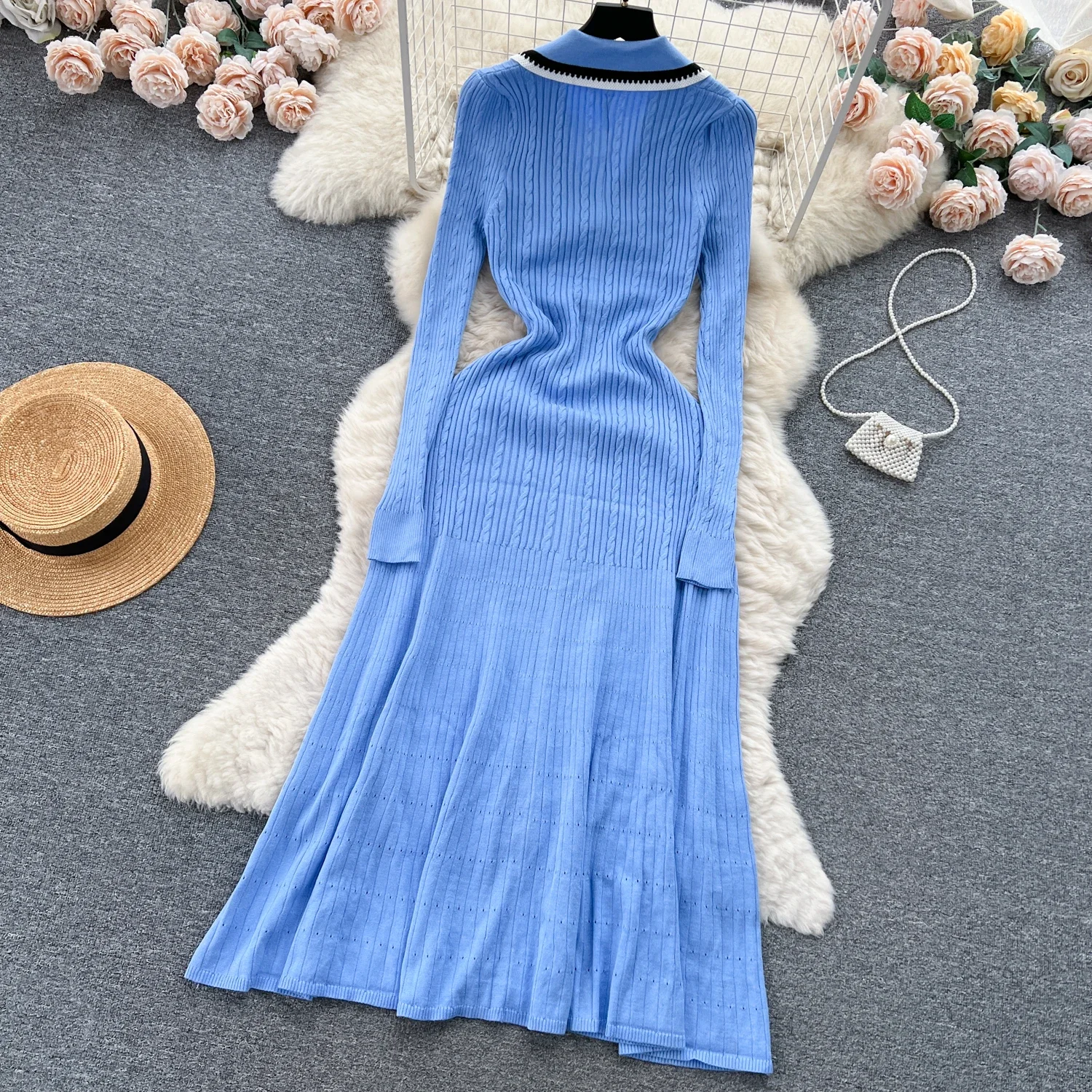 Women Elegant Knitted Dress Spring Autumn Long Sleeve Sexy V-neck Bodyon Dresses Ladies Slim A-line Single Breasted Sweater Robe 29 Women Elegant Knitted Dress Spring Autumn Long Sleeve Sexy V-neck Bodyon Dresses Ladies Slim A-line Single Breasted Sweater Robe