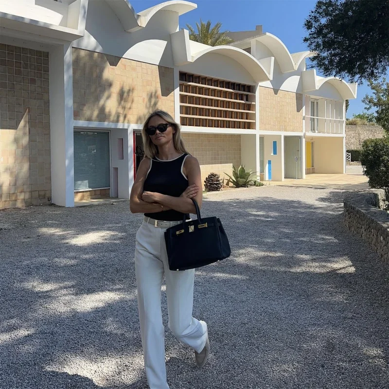 Ootddress Casual For Women Contrast Y2k Top Vest Backless Patchwork Pullover Top Slim Sheer Tracksuit Summer Cute Female Tank Top