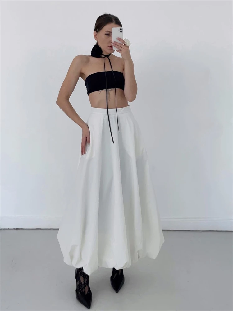 Ootddress Silk Satin White Maxi Skirt Long Ruffled Pleated Skirts Elegant Lantern Pants A-Line Silk Long Skirts For Women 2025 New 8 Ootddress Silk Satin White Maxi Skirt Long Ruffled Pleated Skirts Elegant Lantern Pants A-Line Silk Long Skirts For Women 2025 New