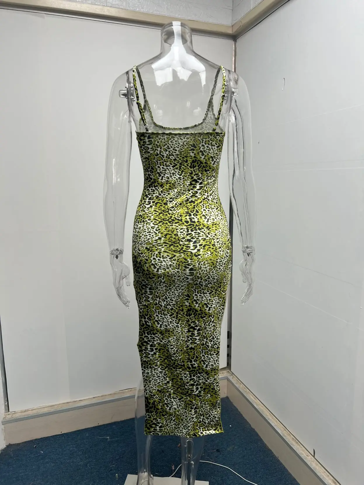 Fashion Leopard Print Slim Long Dresses Women Sexy Low Cut Backless Package Hip Bodycon Slit Dress Female Streetwear Summer New 18 undefined