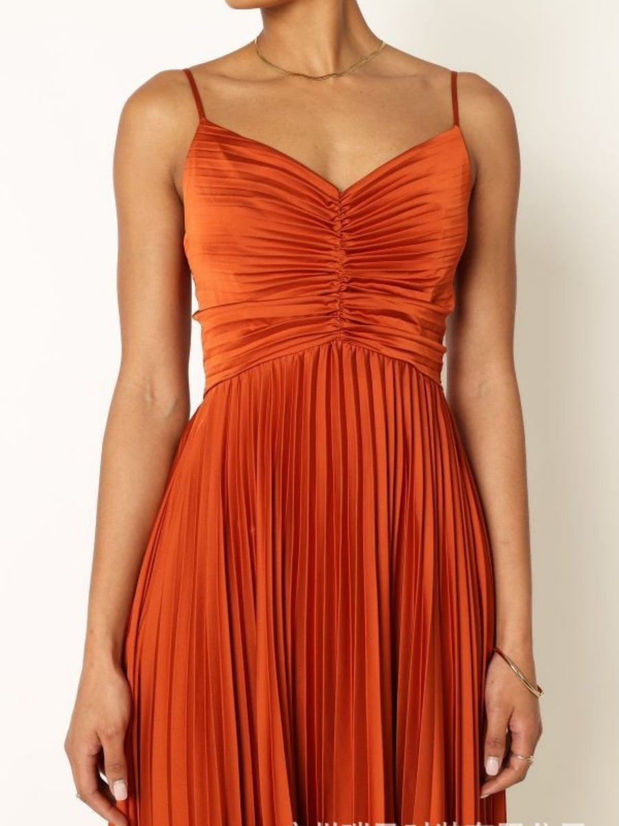 Camisoles Green Formal Dress Crimp Maxi Dresses
