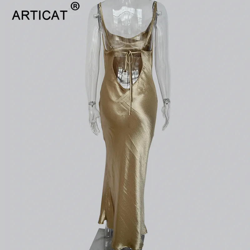 Ootddress Gold Satin Lace Up Sexy Party Dress Women Strap Backless Silk Long Dress Elegant Club Evening Soft Winter Dress Vestidos 35 Ootddress Gold Satin Lace Up Sexy Party Dress Women Strap Backless Silk Long Dress Elegant Club Evening Soft Winter Dress Vestidos