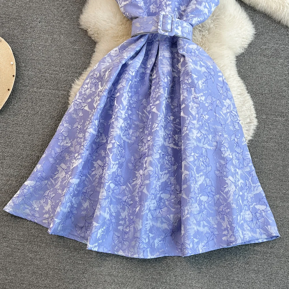 Women Vintage Floral Dresses Summer Slim A-line Sleeveless Party Dresses Ladies Elegant O-neck Casual Midi Dress Vestidos
