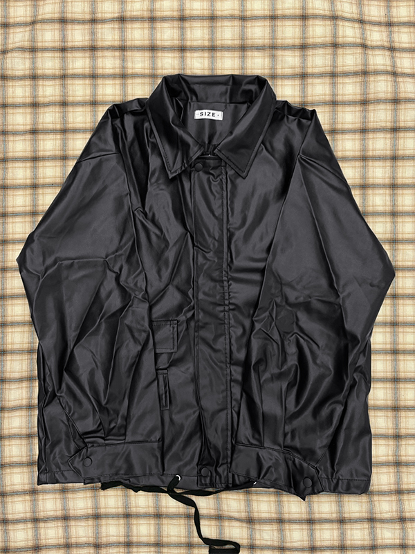 Oversized Black Faux Leather Jacket