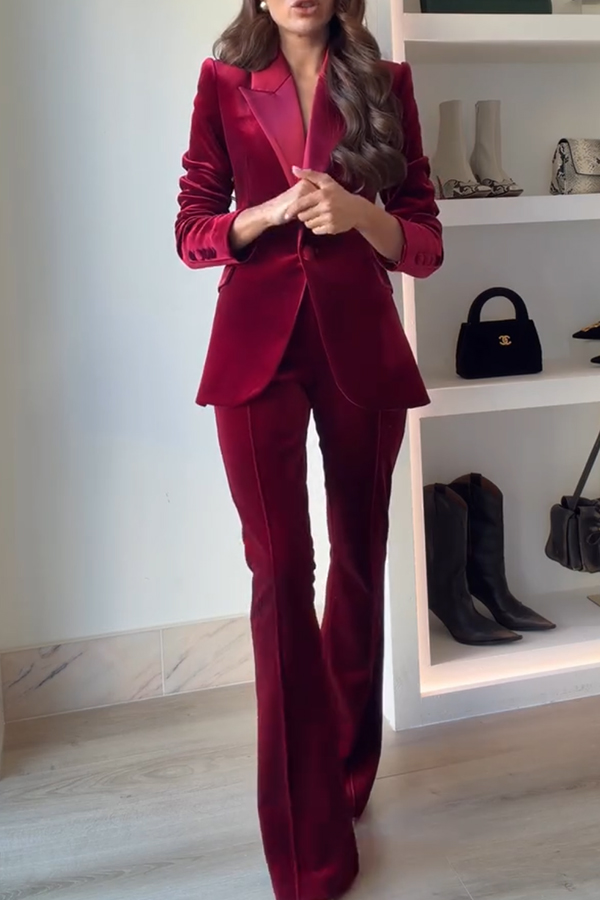 Delicate Daze Velvet High Rise Elastic Waist Flare Pants