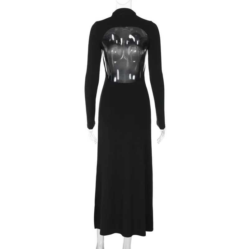 Ootddress Side Slit Back Dress Women Sexy Backless Temperament Long Sleeve Dresses Lady Party Elegant Bodycon Evening Dress Woman