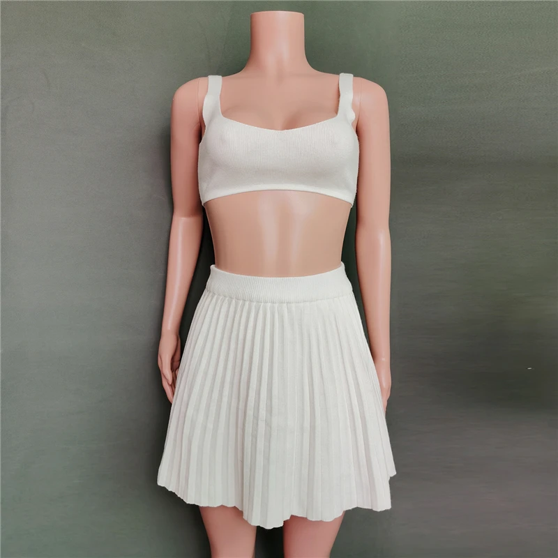 Ootddress Summer Sleeveless Tank Top And Mini Pleated Skirt Sets Beach Outfits Knit Set Women 2 Piece Sets Sexy Party Dress Suit 25 Ootddress Summer Sleeveless Tank Top And Mini Pleated Skirt Sets Beach Outfits Knit Set Women 2 Piece Sets Sexy Party Dress Suit