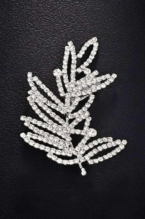 Rhinestone Leaf Ear-Cuff Earrings