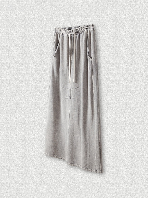 Washed Back Slit Baggy Maxi Skirt