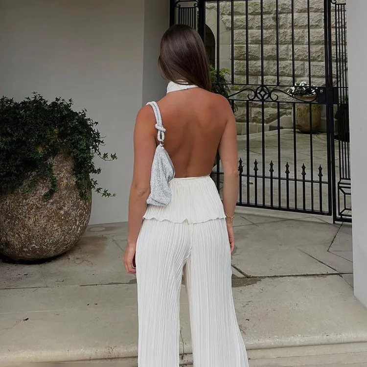 Ootddress Casual Loose Halter Two Piece Sets Suit Women Summer High Waist Pants Set Ladies Elegant Ruched Travel Holiday Outfits 9 Ootddress Casual Loose Halter Two Piece Sets Suit Women Summer High Waist Pants Set Ladies Elegant Ruched Travel Holiday Outfits