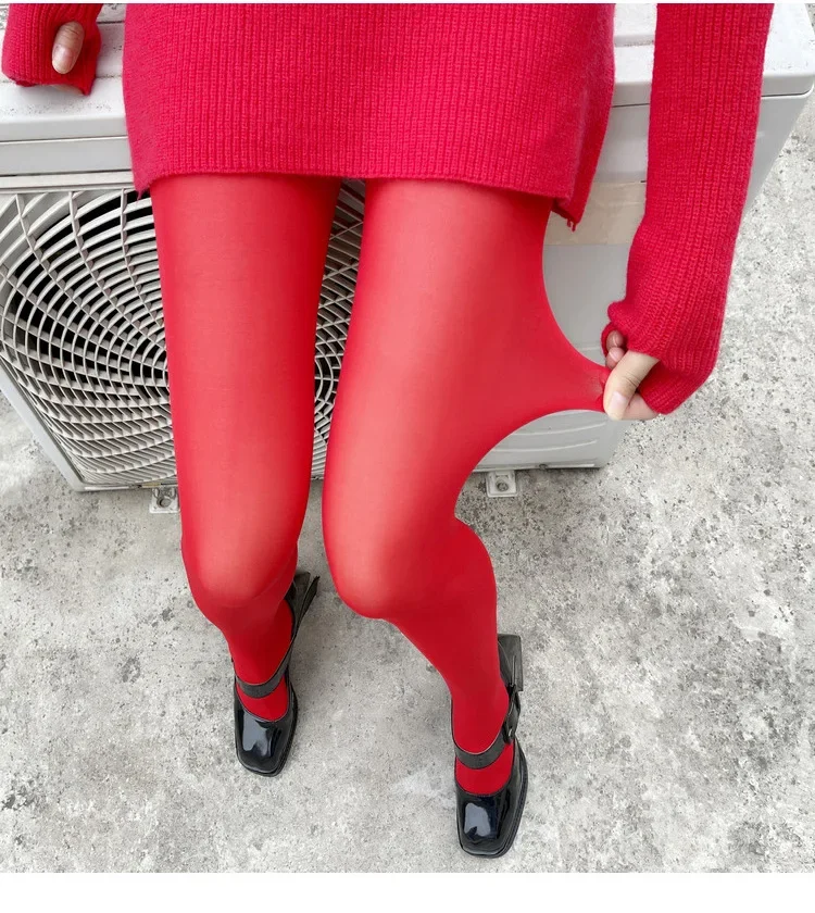 Ootddress Red Tights Women Winter See Through Slim Lingerie Women's Pantyhose New Lingerie Lace Leggings Bodys Sexy Socks Ladies